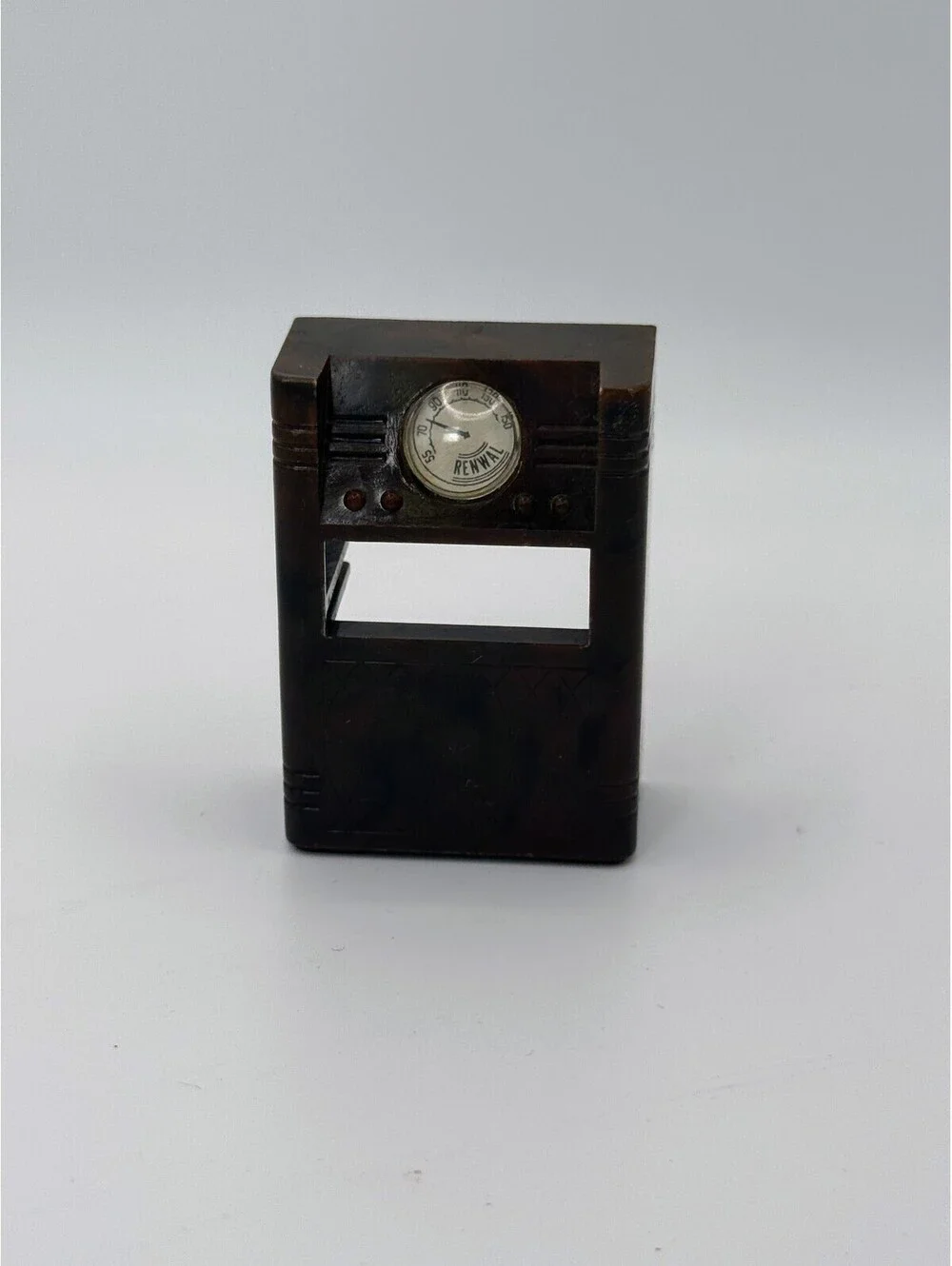 1L12 Scale Vintage Renwal Dollhouse Radio Console Brown Marbled Plastic Mini